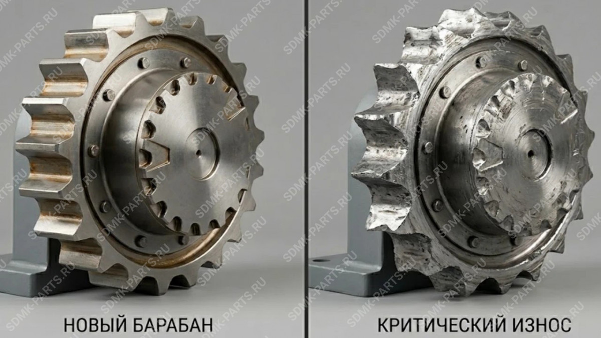 Примеры критического износа ведущей звездочки гусеничной техники.